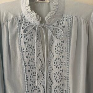 The Loft Light Blue Eyelet Blouse. Size S.